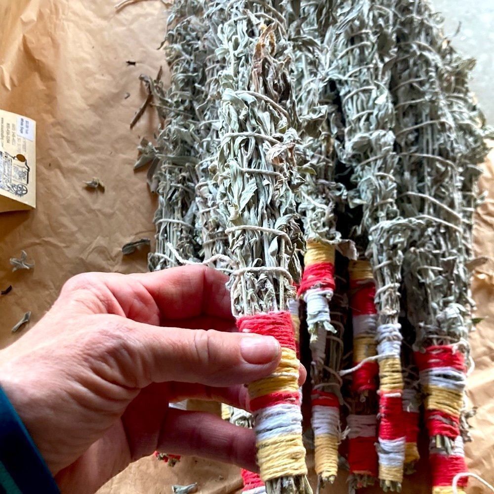 Native Prairie Sage Stick air purifying natural fresh dried tied bundle long